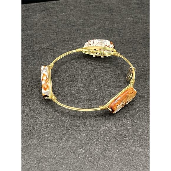 (3) Bourbon And Boweties Gold Tone Bangle Bracelets With Glass Stones SEE PICS - Picture 10 of 12